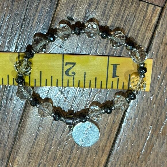 Rustic Cuff Christian Faith Stretch Bracelet Silver & Clear Beads Charm Logo - Picture 12 of 16
